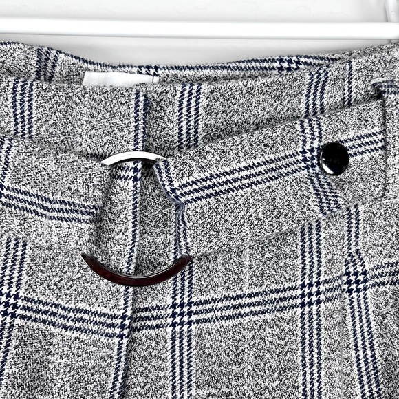 Topshop Window Pane Plaid Belted Cropped Straight Leg Trouser Pants Size 6 - Picture 3 of 13